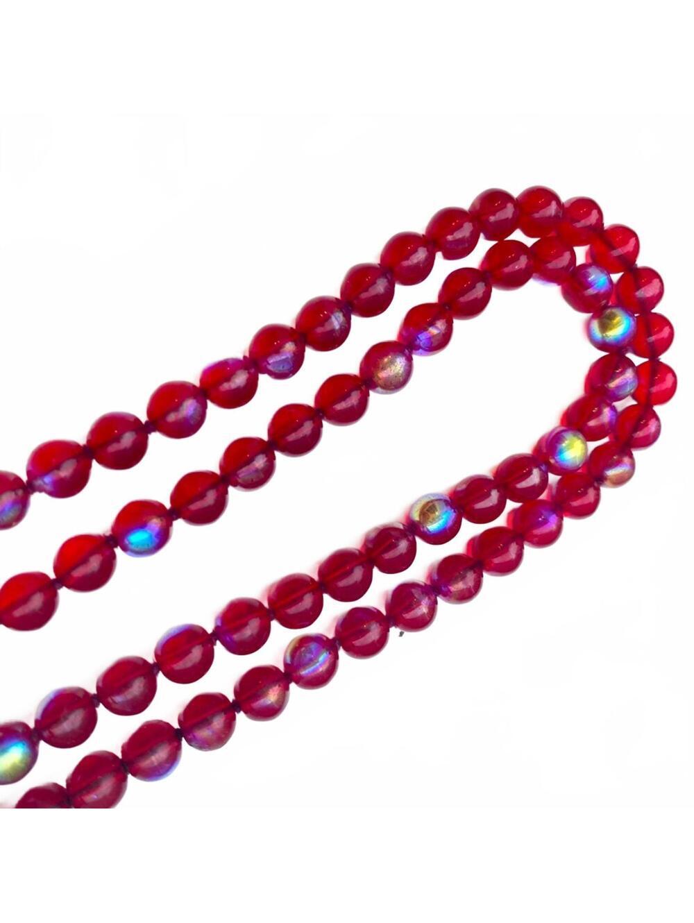 Joan Rivers Ruby Red AB Glass Bead Necklace Gold Tone 30" - Picture 4 of 7